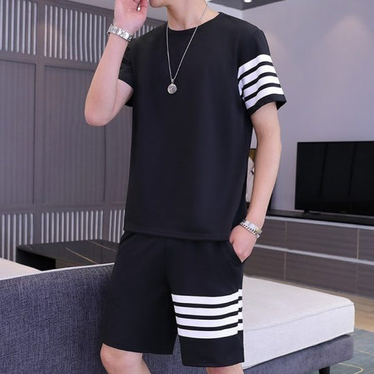 Black Color Trendy Line Printed Tracksuit For Men