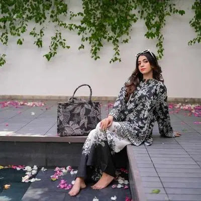 Elegant Women's Stitched Raw Silk Shirt And Trouser Set - 2 Pcs