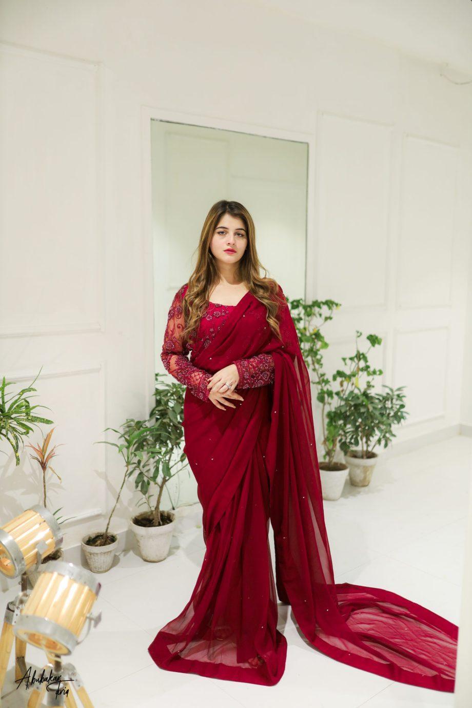 3 Pcs Women’s Chiffon Sequins Embroidered Stitched Saree