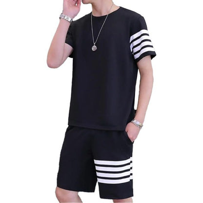 Black Color Trendy Line Printed Tracksuit For Men
